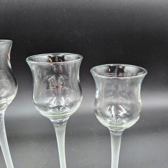 PartyLite Iced Crystal Trio Set Frosted Stem Glass Votive Tealight Candle Holder - Picture 6 of 8